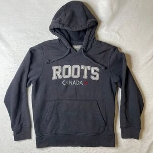 Roots 73 Athletics Canada Hoodie‎ Mens XS Black Pullover Sweatshirt Fleece